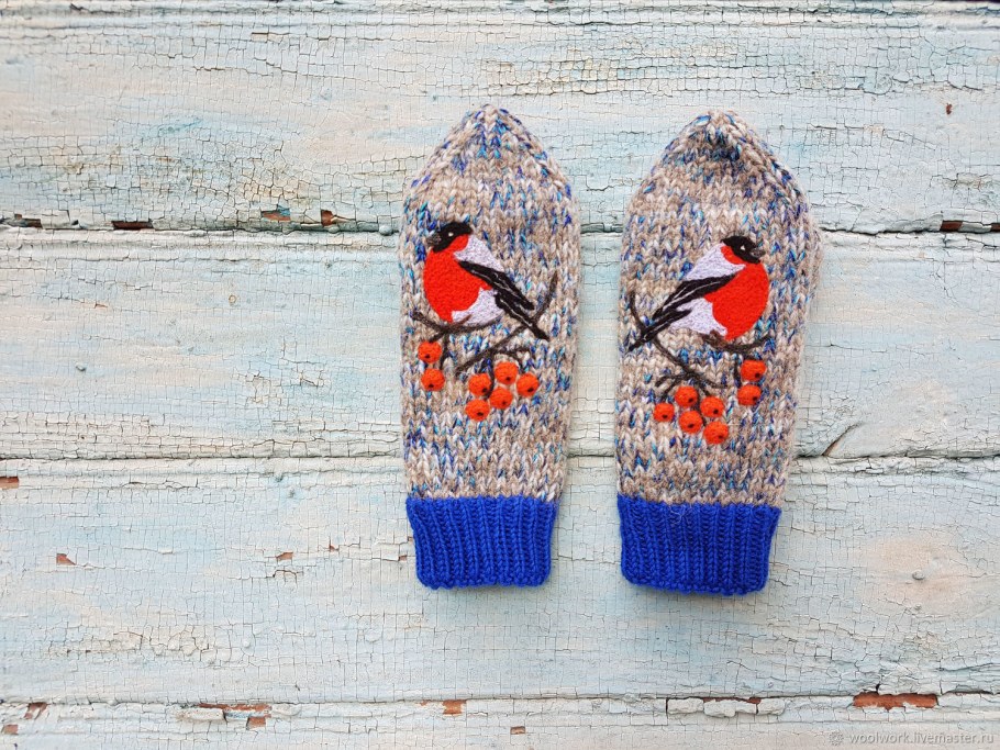 Варежки со снегирями