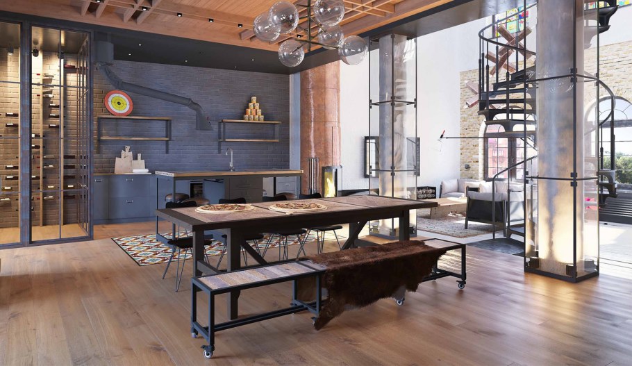 Интерьер лофт Индастриал радиатор