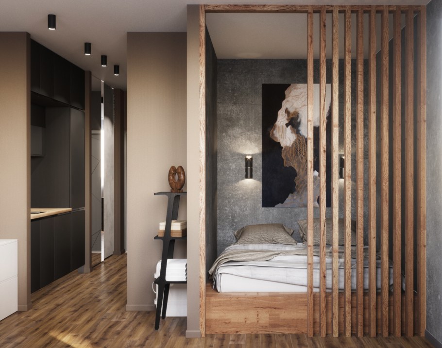 Студия с перегородкой для кровати