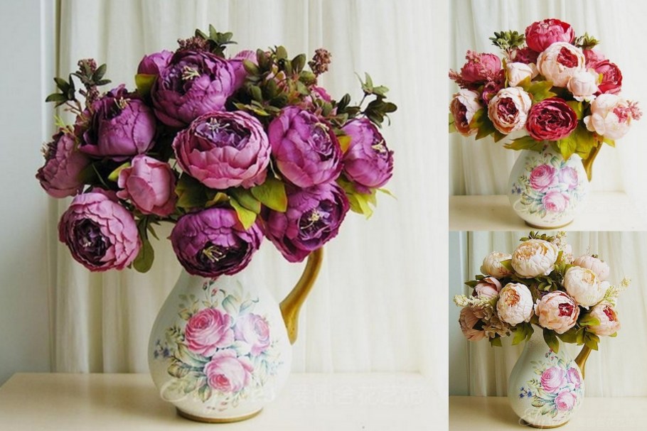 Цветы искусственные "пион дуо" 12*60 см, розовый