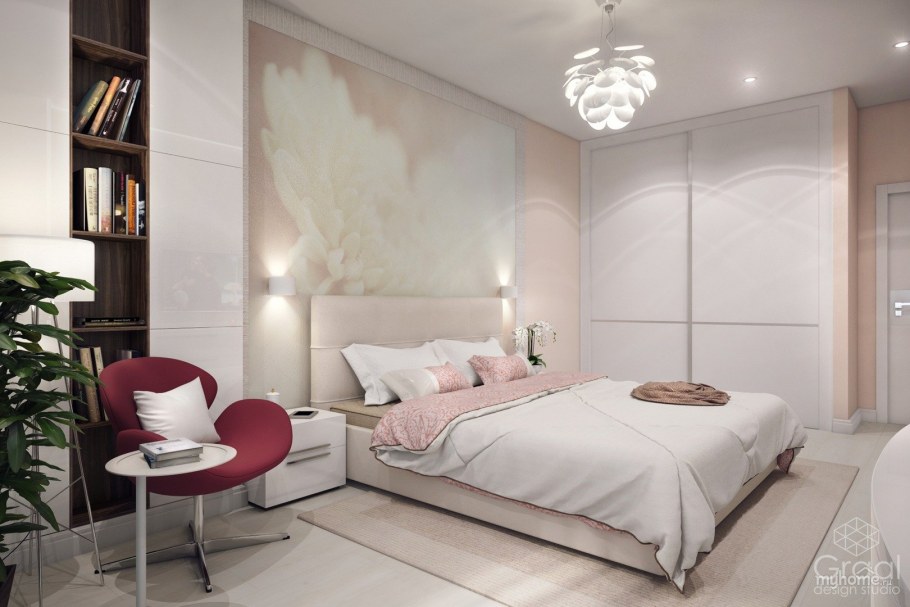 Спальня в коралловых тонах