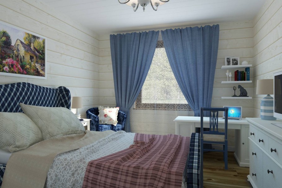 Спальня 12кв м в стиле Кантри