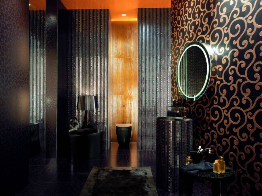 Ванная в черно золотом цвете