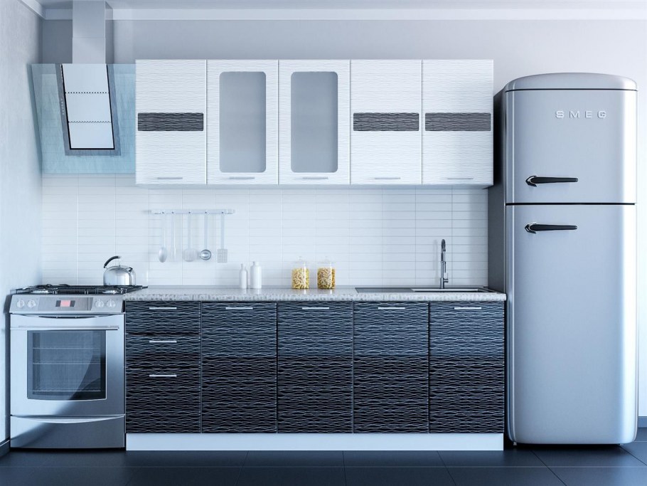 Кухня гамма черный/белый дождь