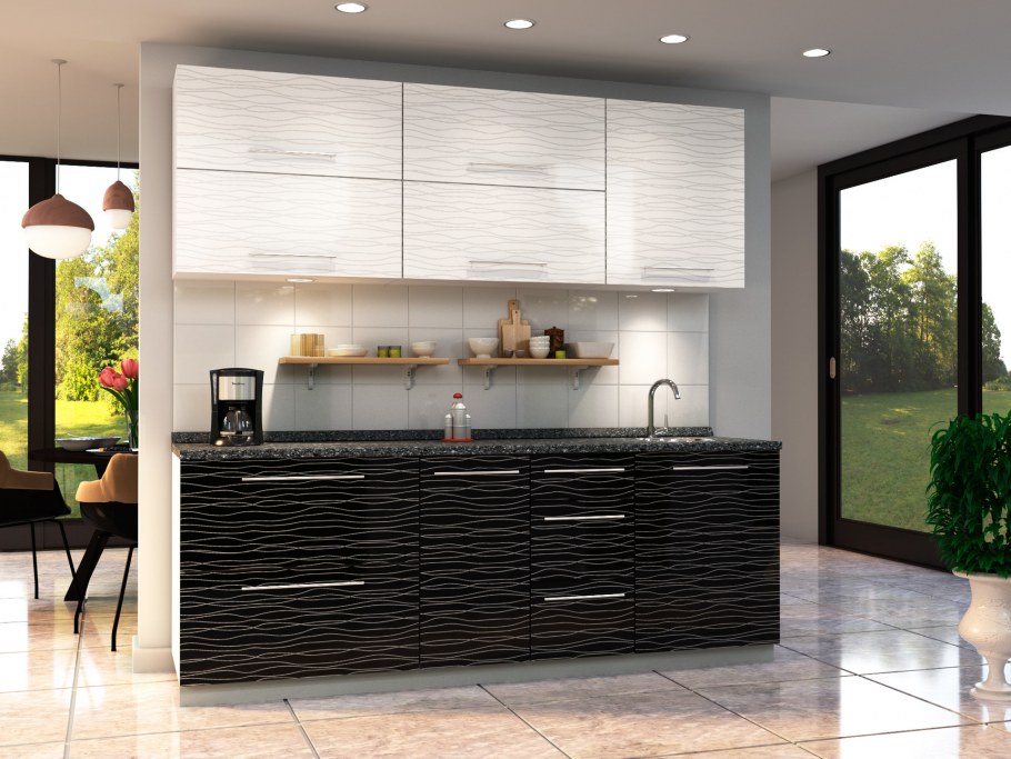 Страйп черный глянец кухня