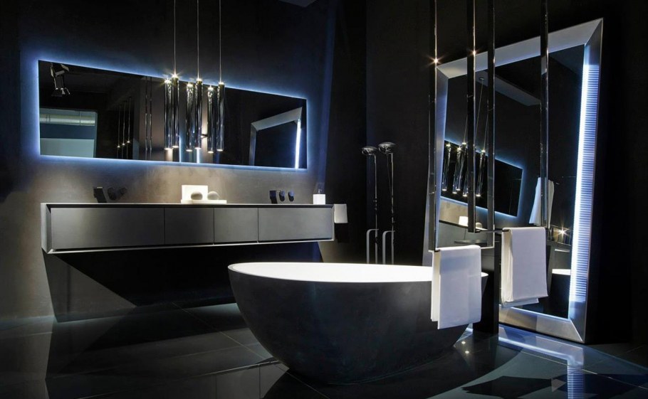 Современная ванная темная