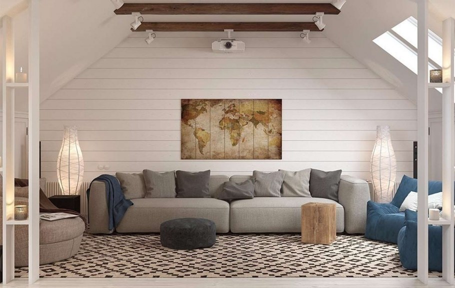 Интериор мансарда скандинавском стиле