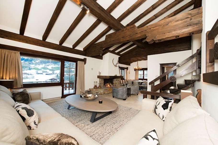 Потолок Шале в интерьере