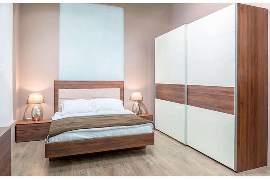 Двуспальная кровать 160х200 Blade (тис Таксония/белый глянец)