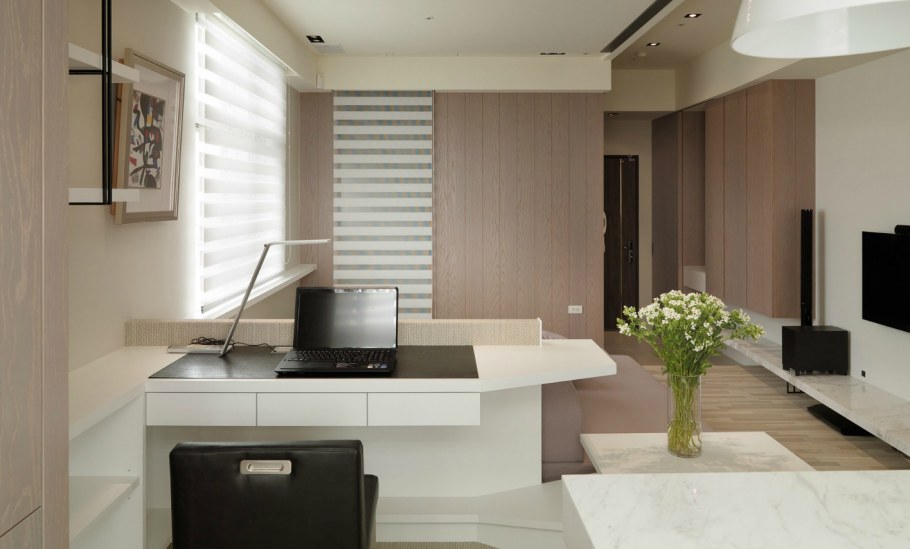 Интерьер однокомнатной квартиры рабочий кабинет
