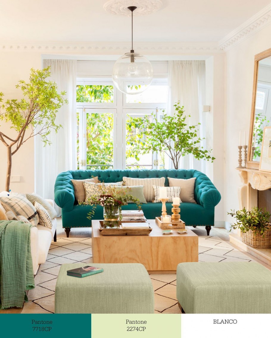 Бежево бирюзовый интерьер