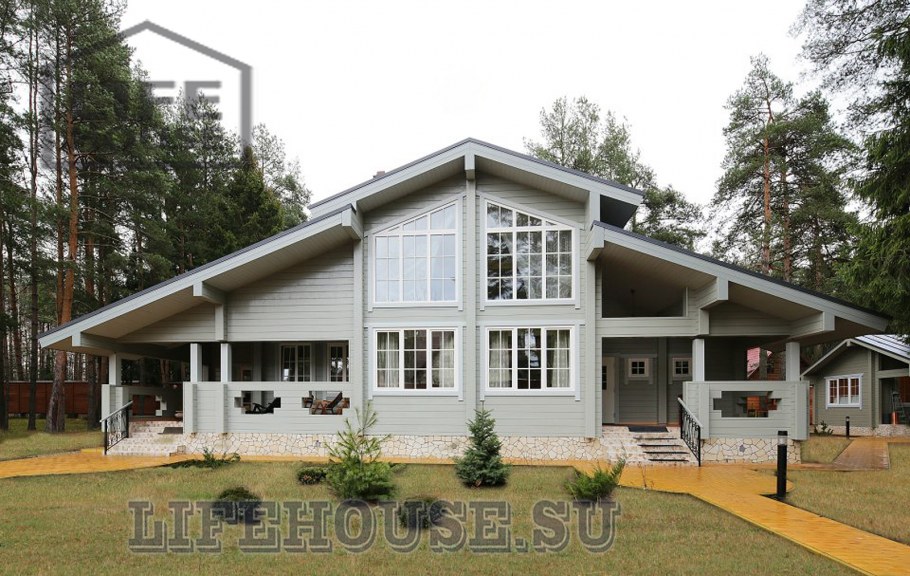 Белый дом из клееного бруса