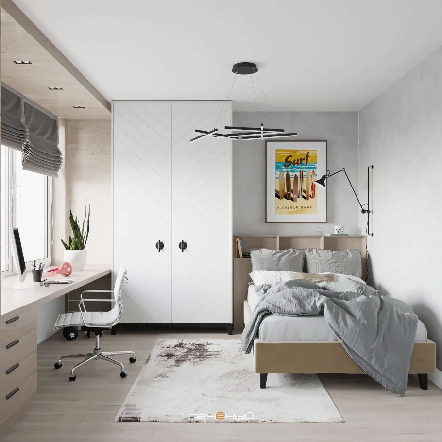 Комната подростка в серых тонах