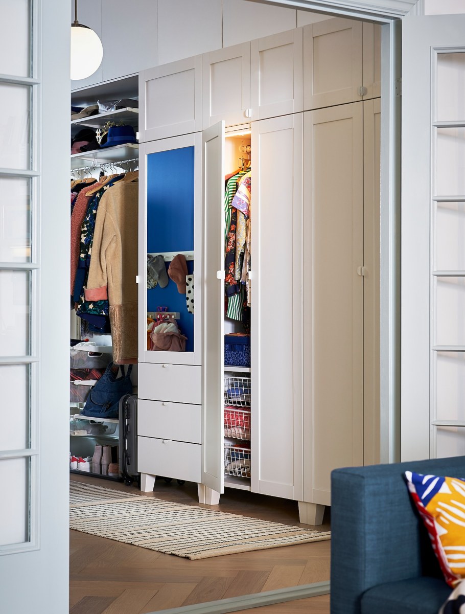 Ikea - ОПХУС, гардероб с 7 дверями/3 ящиками, белый, САННИДАЛЬ РИДАБУ,