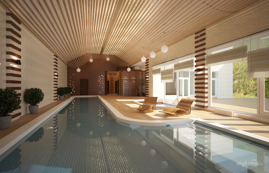 Современная баня с бассейном