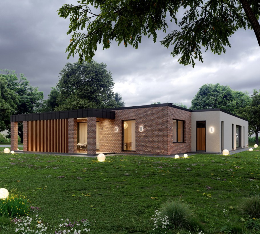 Одно этажный дом с плоской кпышей