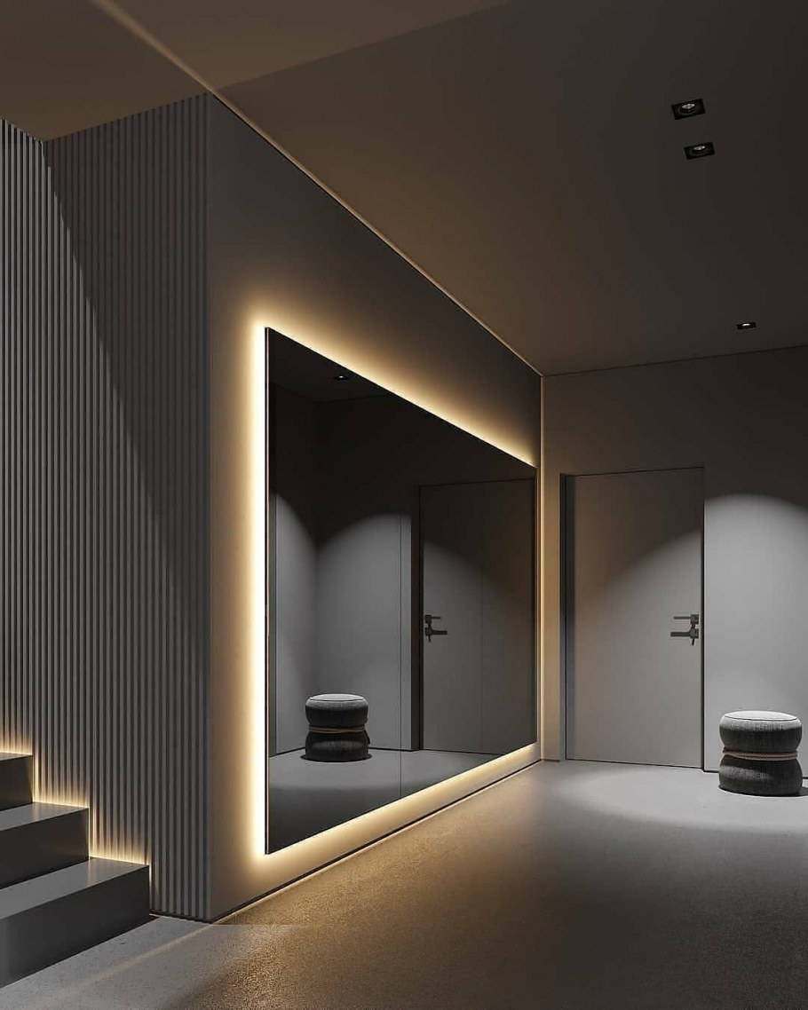 Подсветка кирпичей на стене