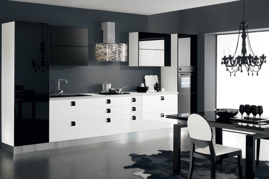 Черно белая кухня