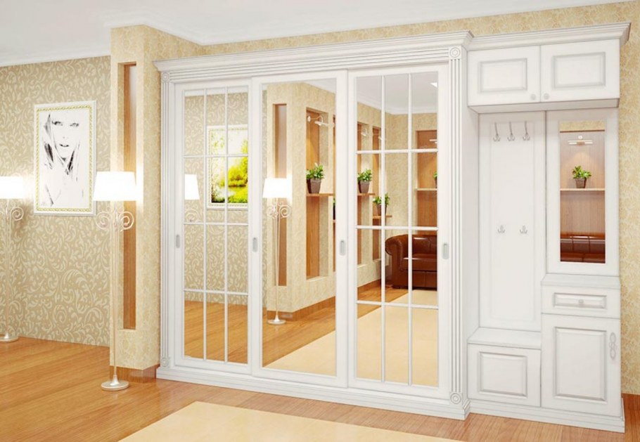 Угловой зеркальный шкаф в спальню