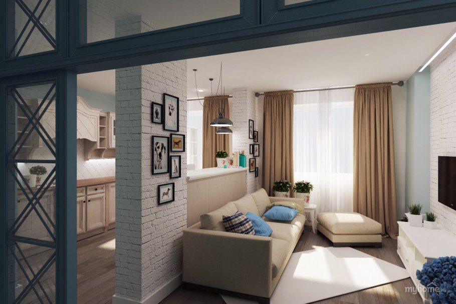 Кухня гостиная с перегородкой