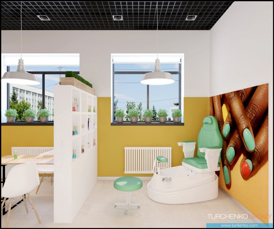 Интерьер салона красоты в черно-белом стиле