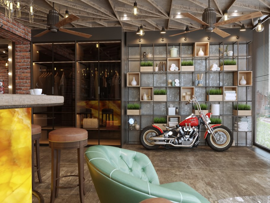 Интерьер мужской парикмахерской