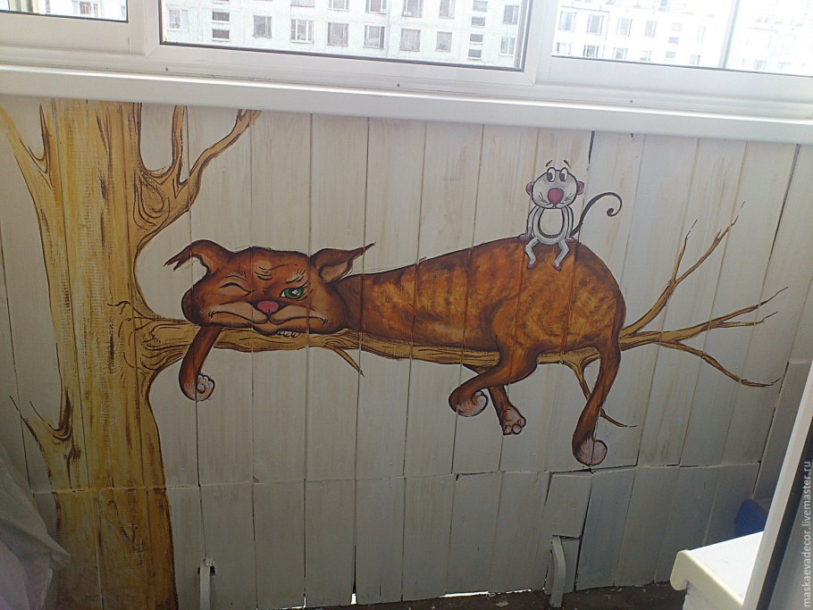 Рисунки на балконе на стене