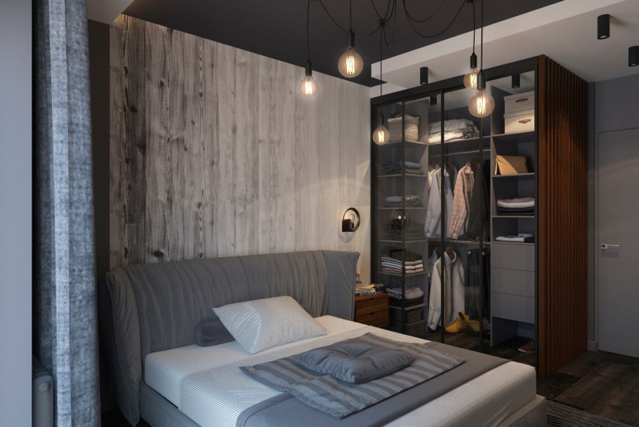Спальня в стиле лофт хрущевка