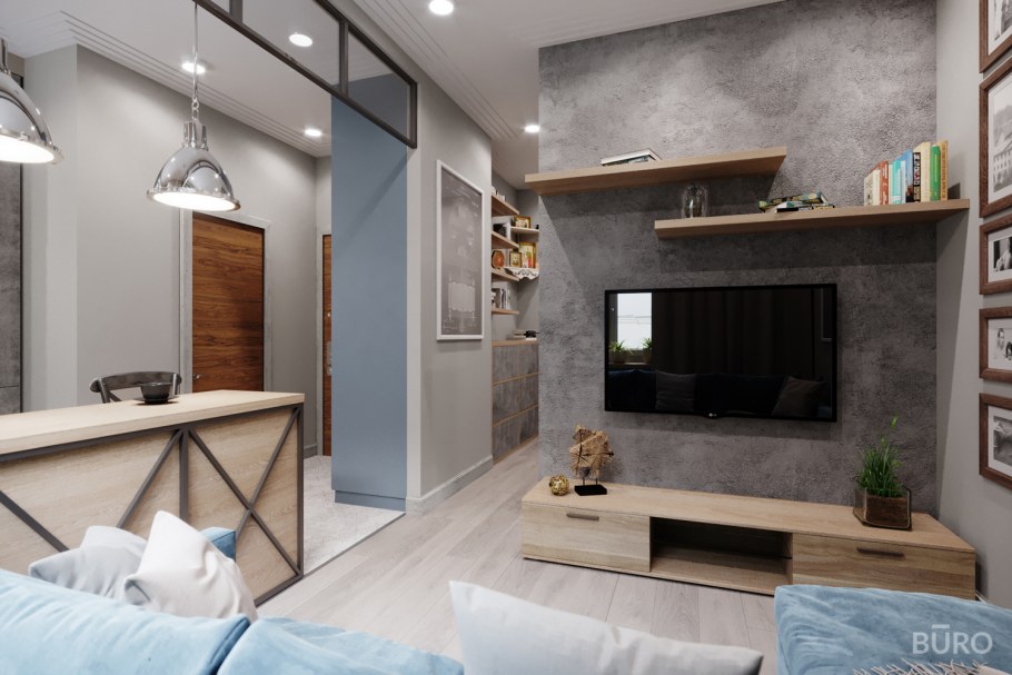 Студия 27м в стиле лофт белый