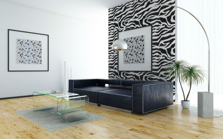 Черные обои на стену в интерьере