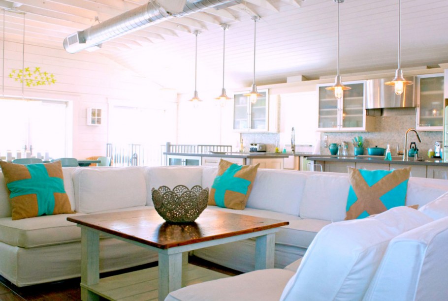 Гостиная в бирюзово серых тонах