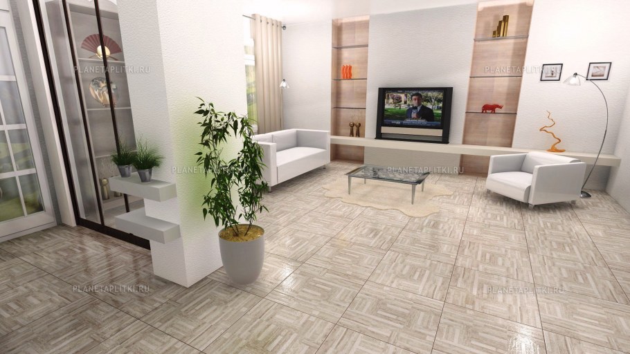Раскладка плитки в гостиной