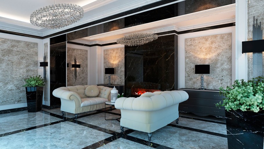 Мраморная ванная в классическом стиле