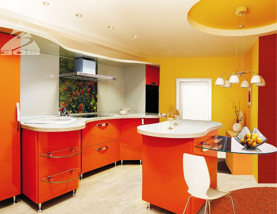 Желто оранжевая кухня