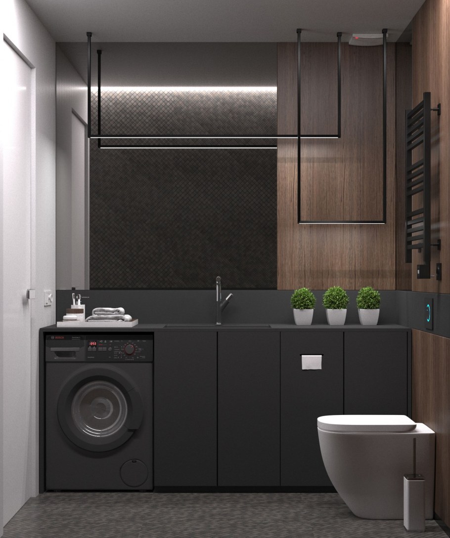 Ванная комната со стиральной и сушильной машиной