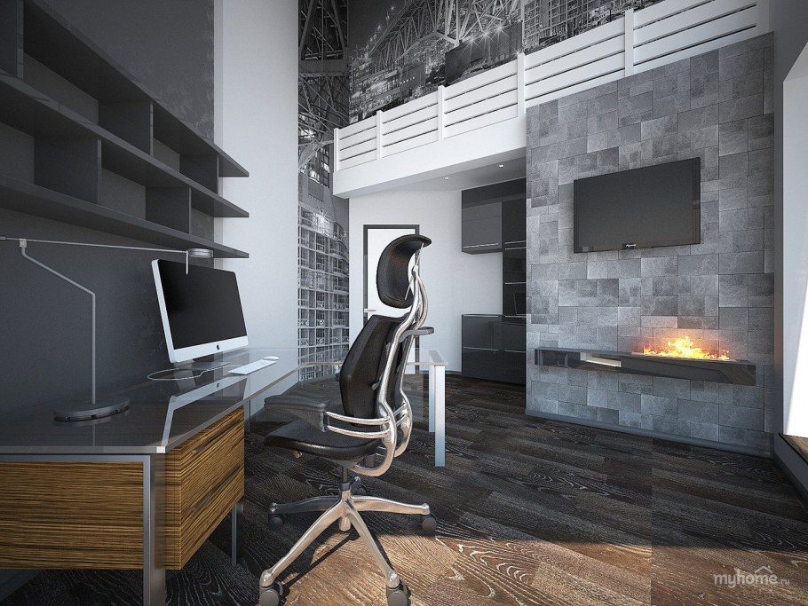 Шкаф в кабинет домашний в современном стиле