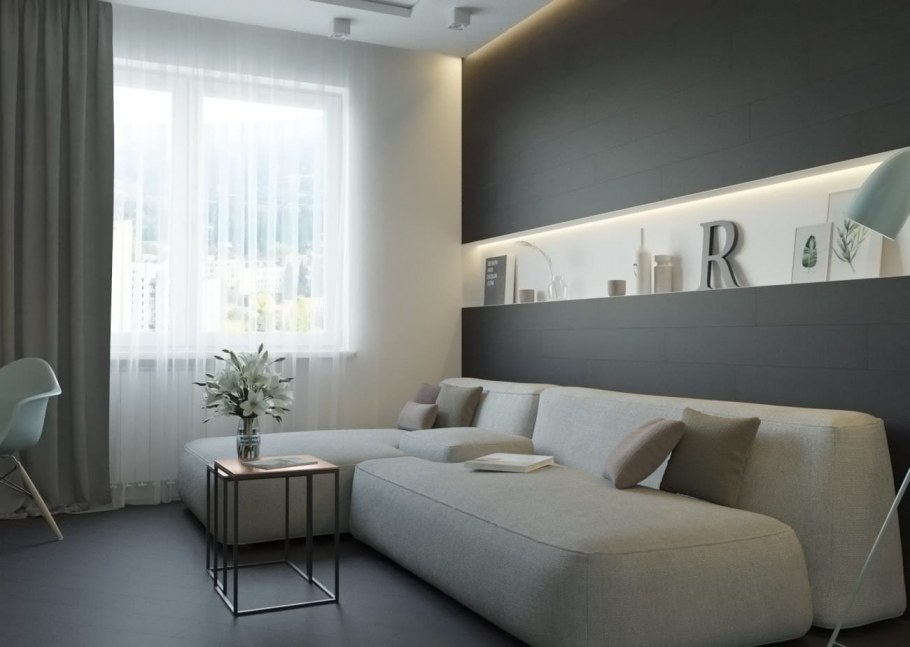 Маленькая гостиная в серых тонах
