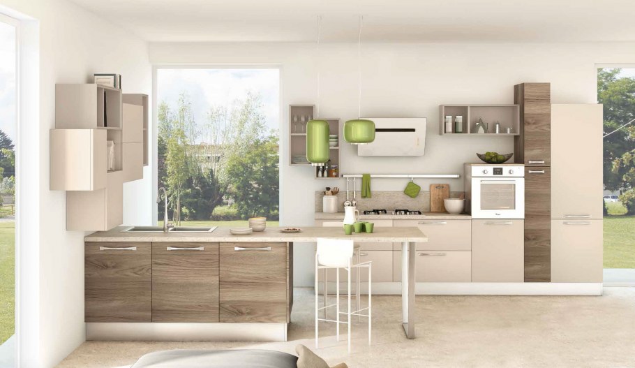 Бежевые кухни