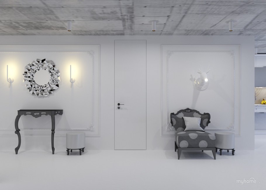 Интерьер Минимализм с лепниной