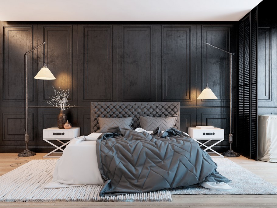 Спальня в стиле лофт и классика