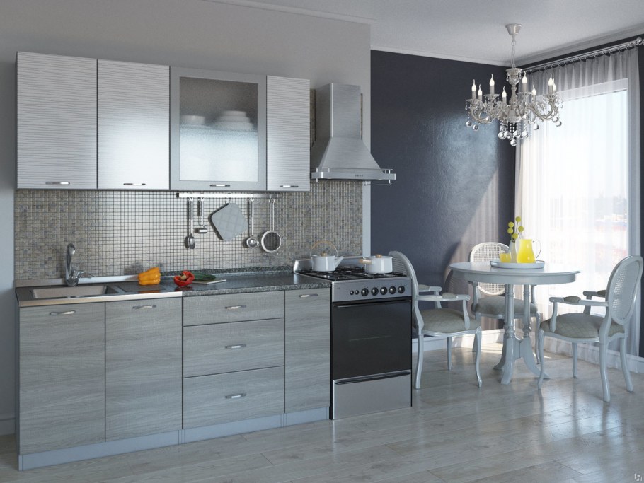 Бело серебристая кухня