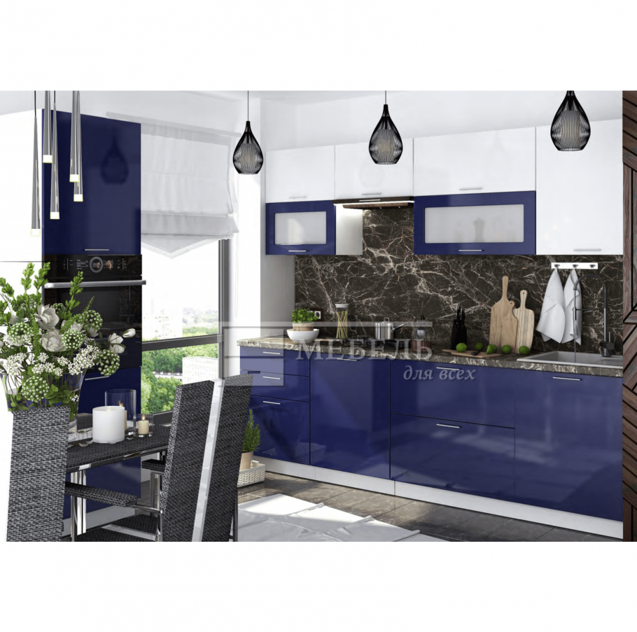Валерия кухня Сурская мебель синяя кухня