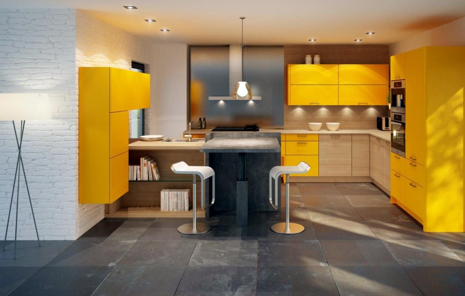 Кухня в лимонных тонах