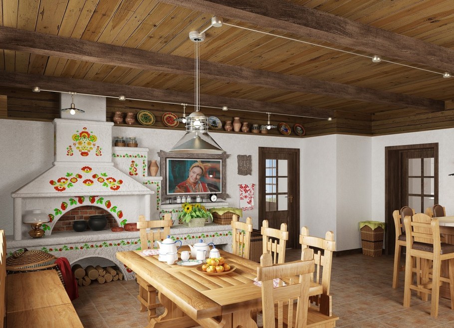 Кухня в русском деревенском стиле