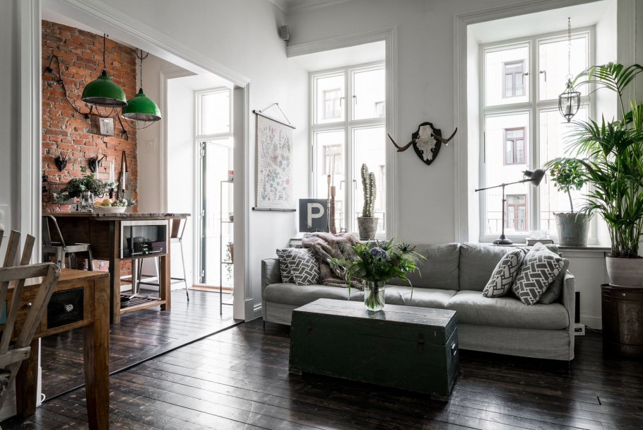 Скандинавский лофт гостиная