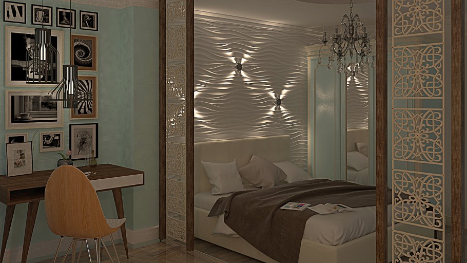 Зеркальная перегородка для зонирования комнаты