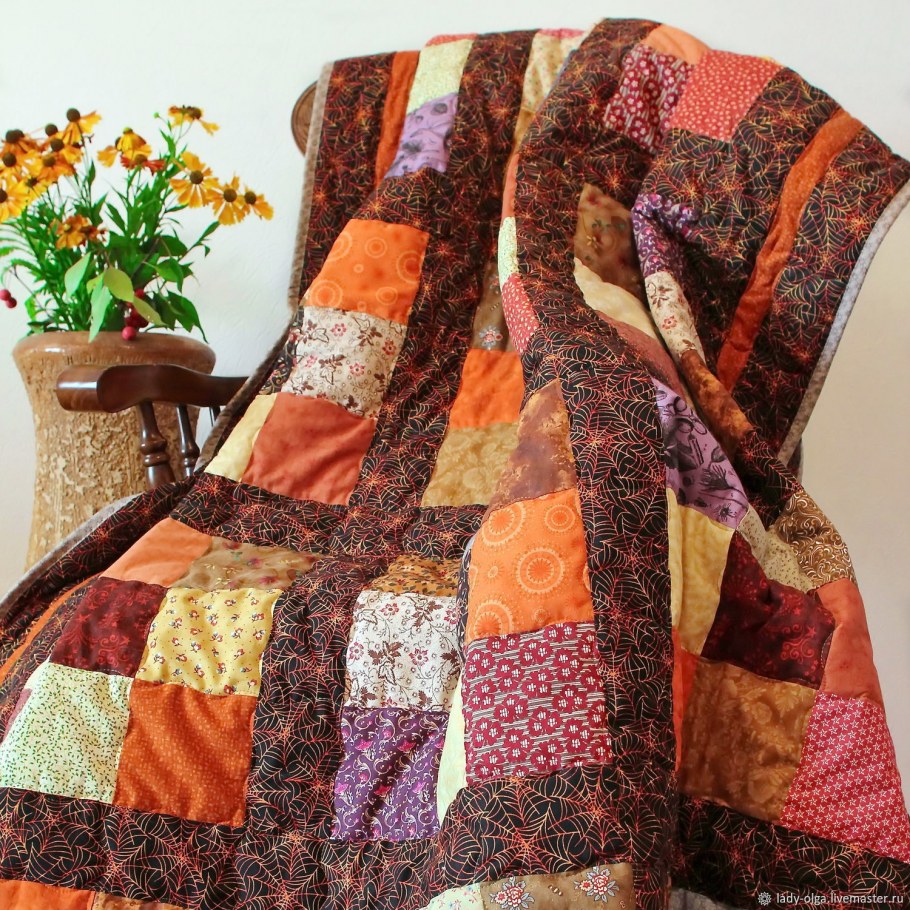 Одеяло пэчворк в интерьере