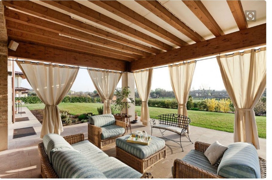 Шторы на потолке веранды