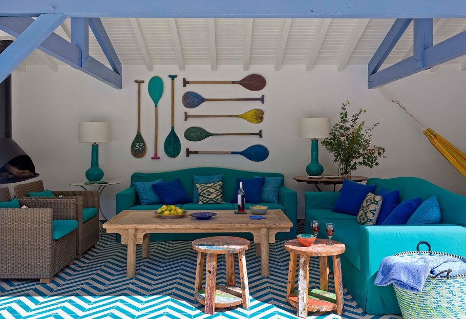 Полосатые шторы в морском стиле