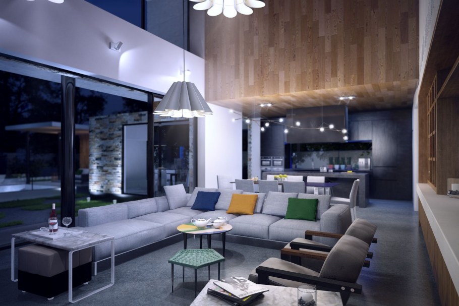 Визуализация вечернего интерьера